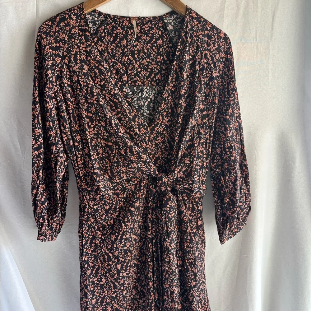 Free People Black and Pink Floral Dress
